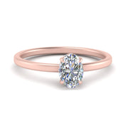 Oval Cut Thin Setting Hidden Halo Ring